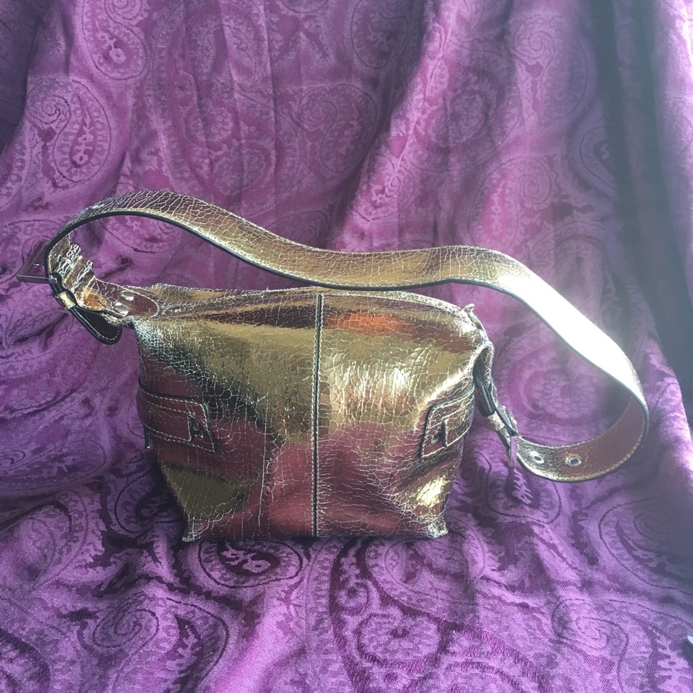 Hype Metallic Gold Shoulder Bag / Hobo, EUC